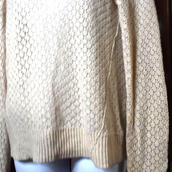 Free People Off White Wool Blend Open Knit Sweater Small Embellished Scoop Neck - Picture 5 of 12